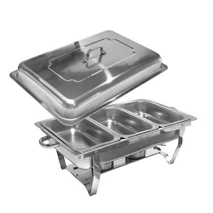 GOMINIMO 9L Chafing Dish Multifunctional Stainless Steel Food Buffet Warmer Pan (3x3L Triple Trays)