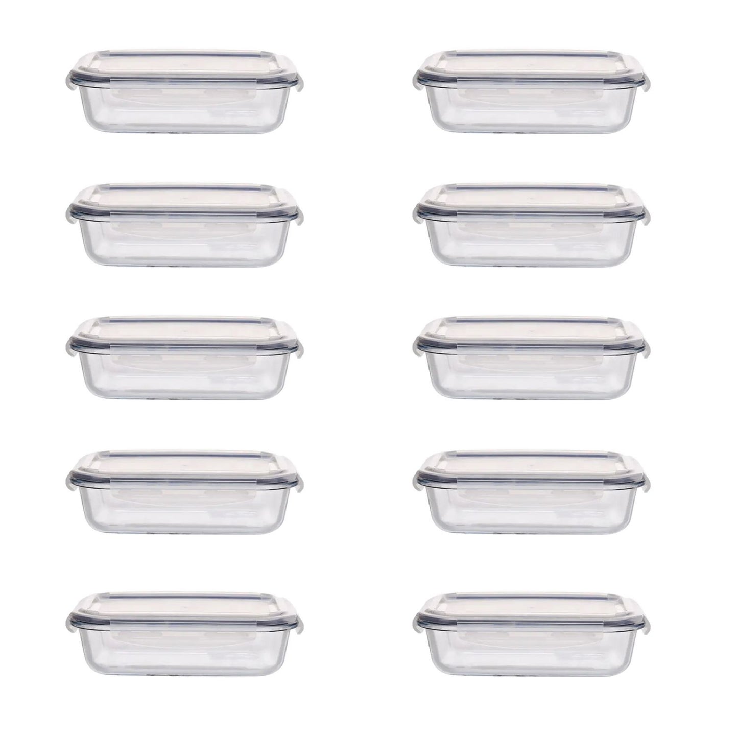 GOMINIMO 10 Pack Rectangular Airtight Food Storage Container Set (Transparent and Black) GO-STO-104-ZG