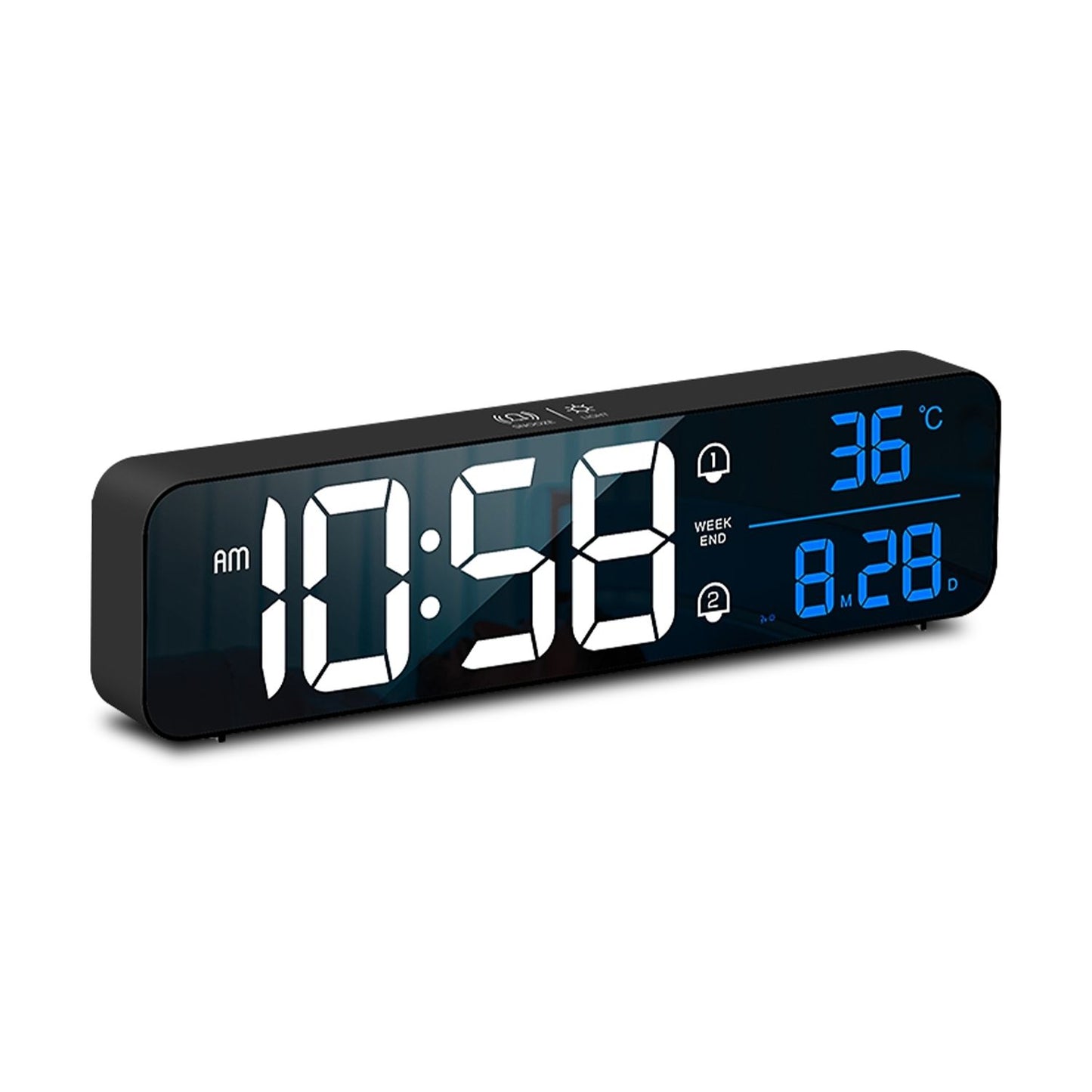 GOMINIMO Digital Clock Mirrored Black - GO-CK-103-FKT