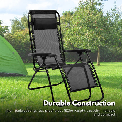 KILIROO Folding Reclining Camping Chair With Breathable Mesh (Black) KR-FC-105-QL