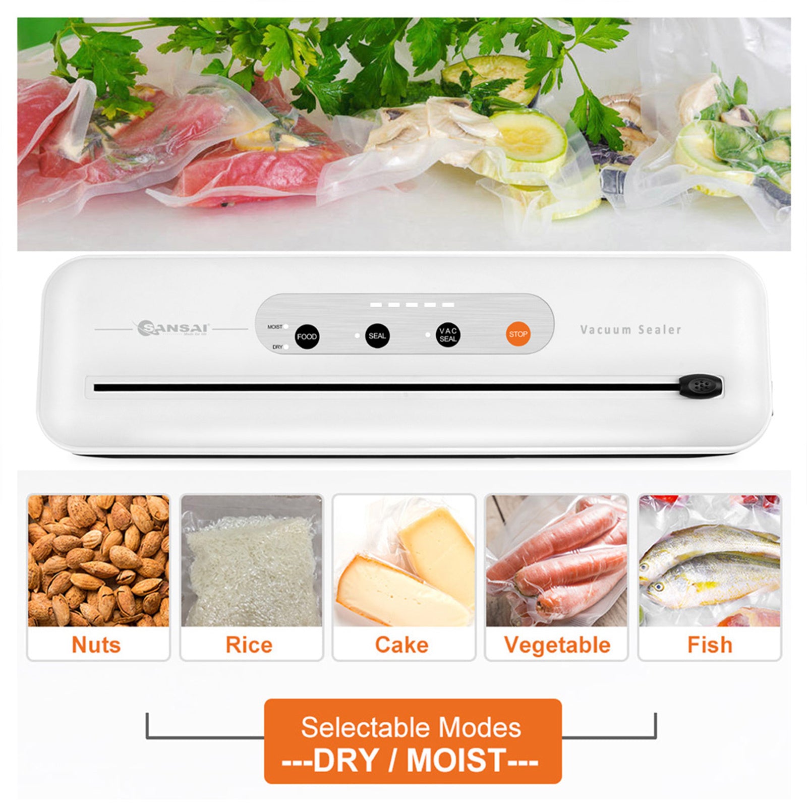 SANSAI 110W White Vacuum Food Sealer Sous Vide - MarKay Outdoors