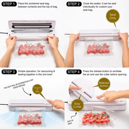 Home Ready 100W White Kitchen Vacuum Food Sealer Sous Vide Machine - MarKay Outdoors