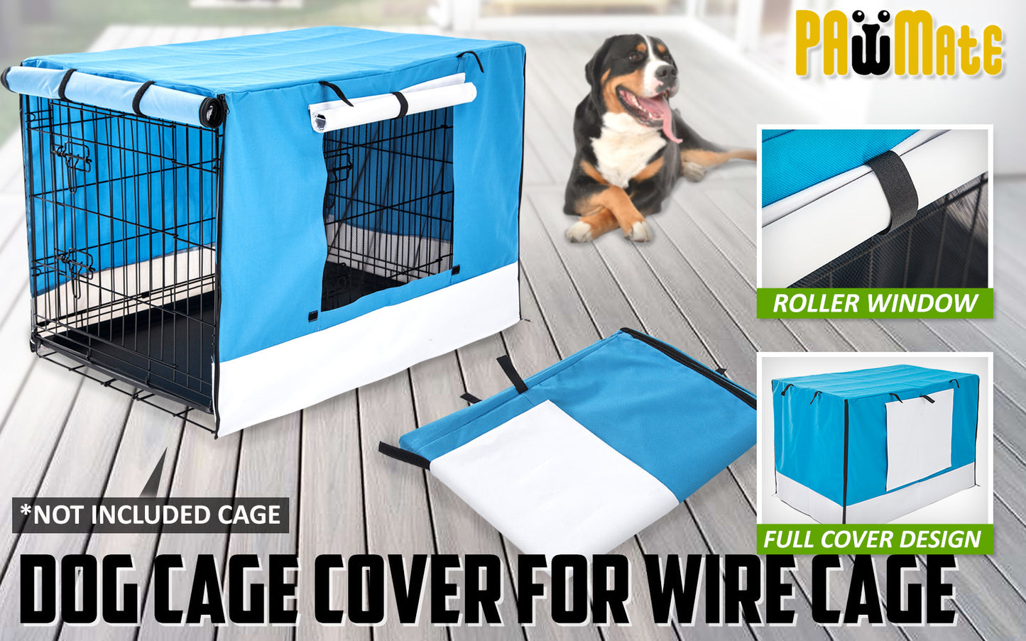 Paw Mate Blue Cage Cover Enclosure for Wire Dog Cage Crate 24in - MarKay Outdoors