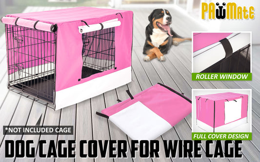 Paw Mate Pink Cage Cover Enclosure for Wire Dog Cage Crate 36in - MarKay Outdoors