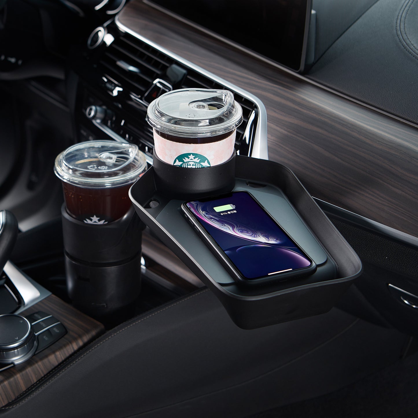 Kustom 10W Car Cup Holder Extension Fast Wireless Charger Tray