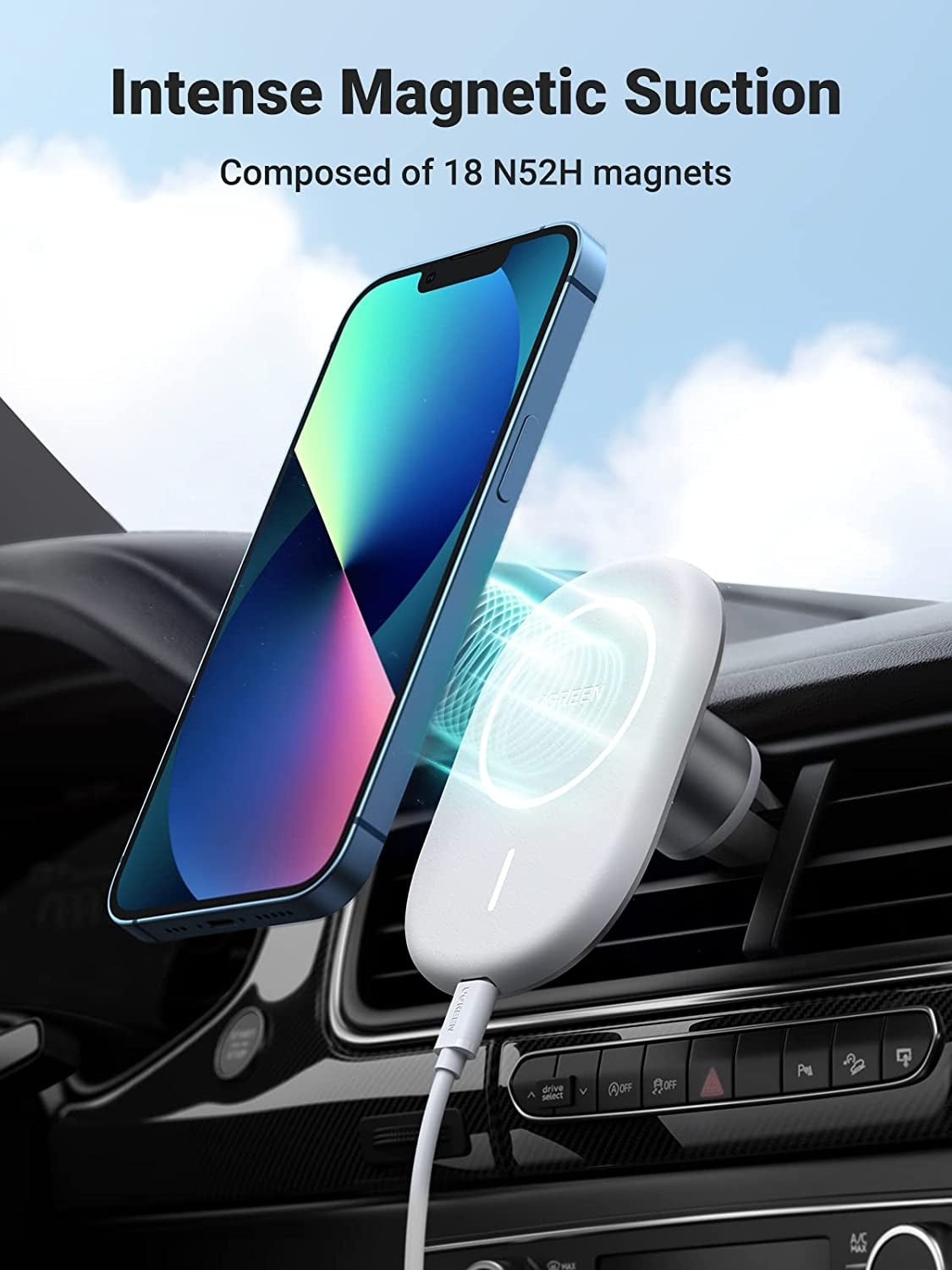 UGREEN 40117 Magnetic Wireless Car Charger - MarKay Outdoors