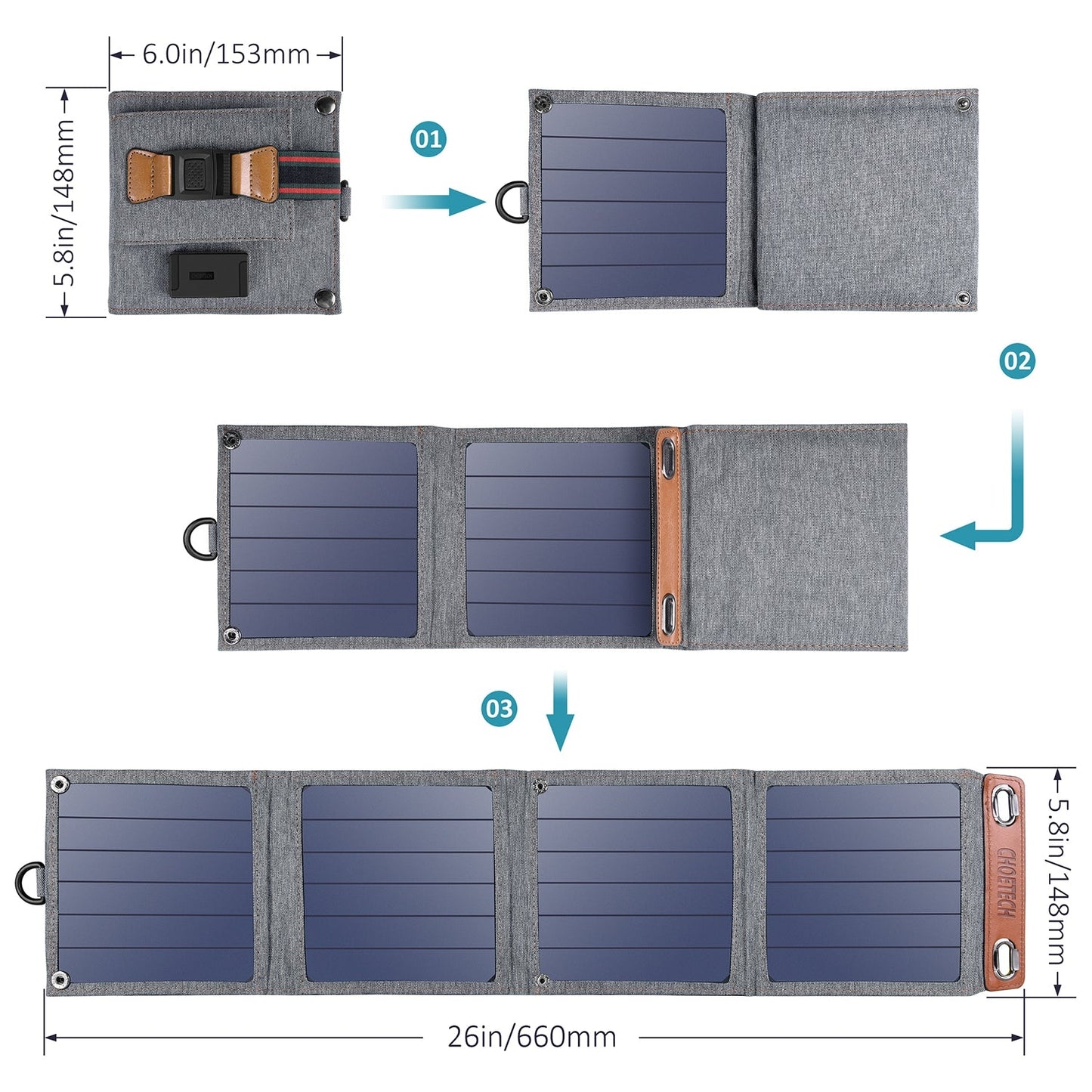 CHOETECH SC004 14W USB Foldable Solar Powered Charger - MarKay Outdoors