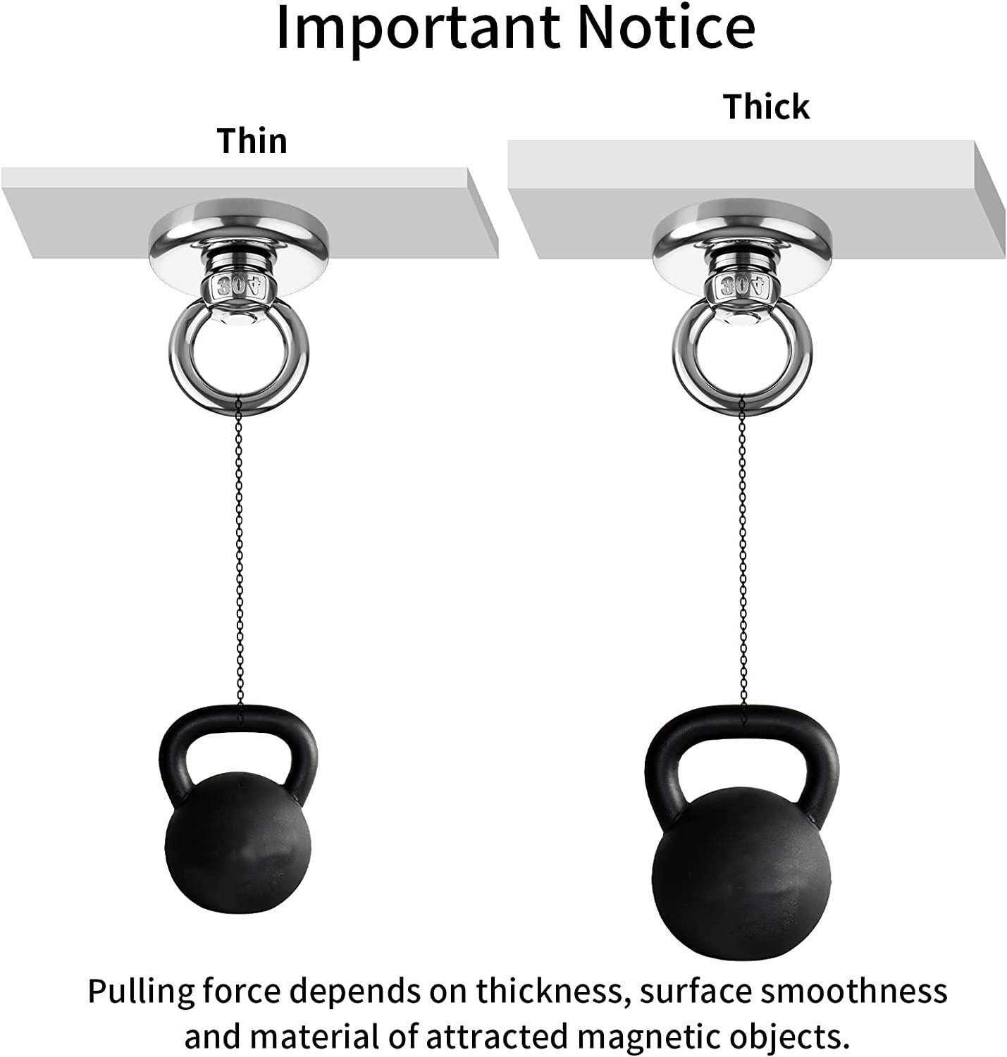 Heavy Duty Magnetic Hooks 30KG Countersunk Hole Eyebolt Kitchen, Office and Garage