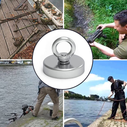 Salvage 115KG Recovery Magnet Hook Countersunk Hole Eyebolt Treasure Hunting Fishing