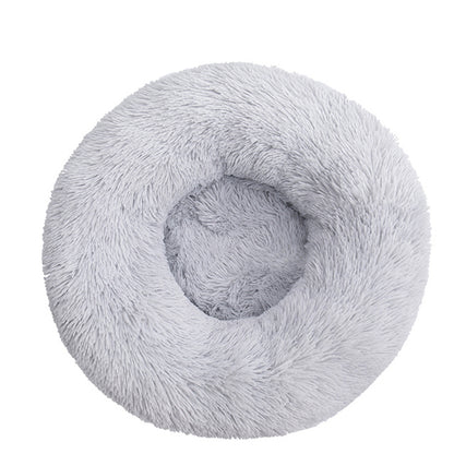 Pet Dog Bed Bedding Warm Plush Round Comfort Dog Nest Light Grey kennel XL 100cm