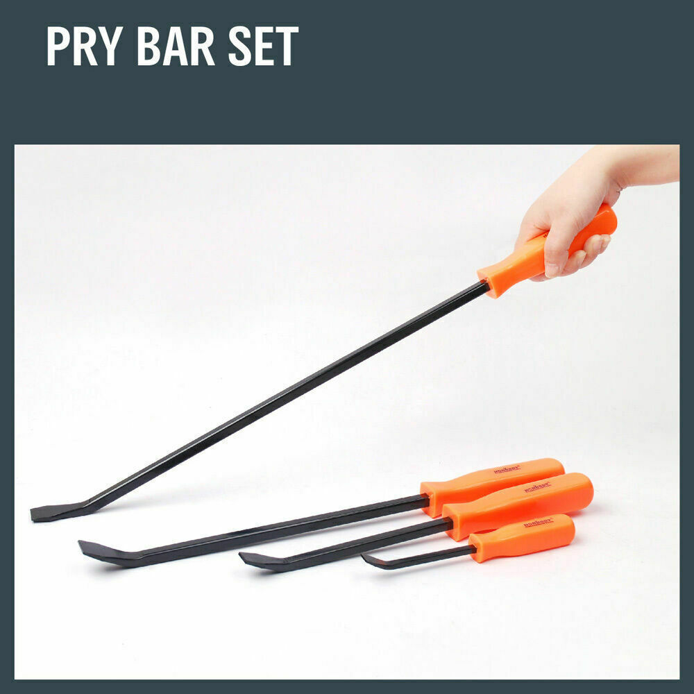 4Pc Steel Pry Bar Set Mechanic Nail Puller Pinch Breaker Wrecking Panel Beater