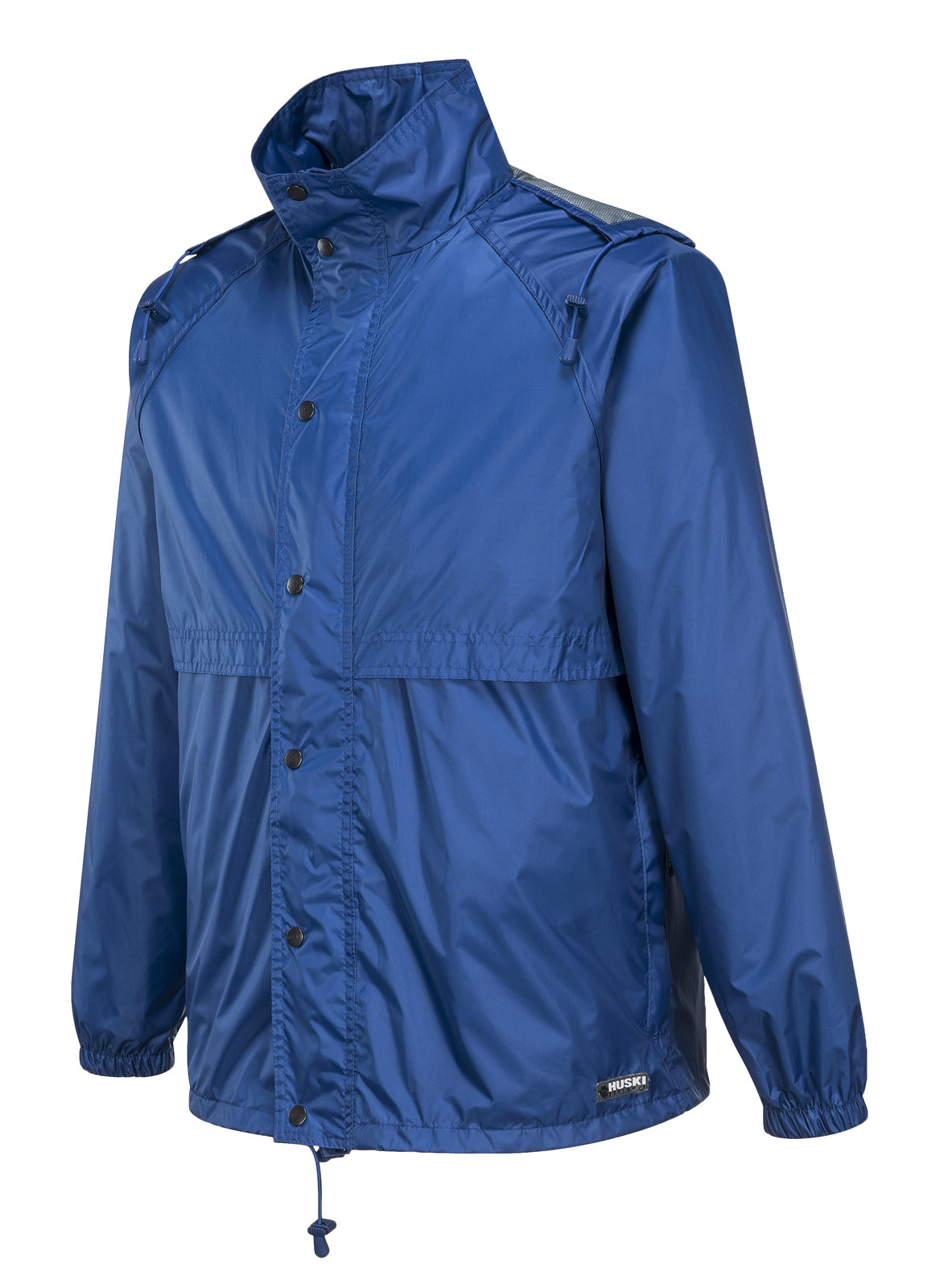 HUSKI STRATUS RAIN JACKET Waterproof Workwear Concealed Hood Windproof Packable - Cobalt - L