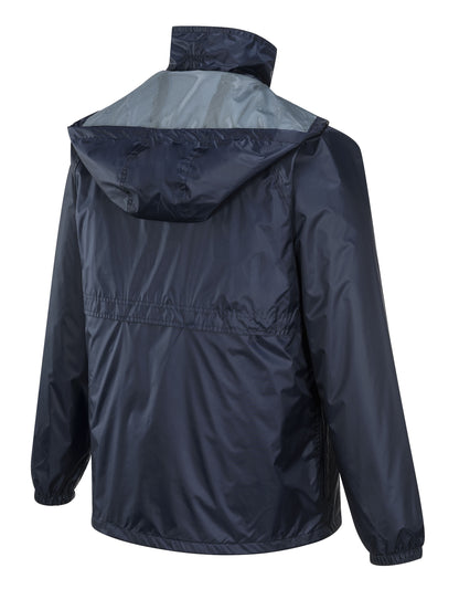 HUSKI STRATUS RAIN JACKET Waterproof Workwear Concealed Hood Windproof Packable - Navy Blue - 4XL