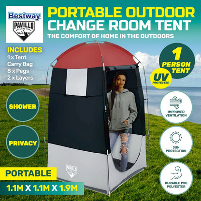 Bestway 1.9m x 1.1m Outdoor Portable Change Room Tent Spacious Zippered Door - MarKay Outdoors