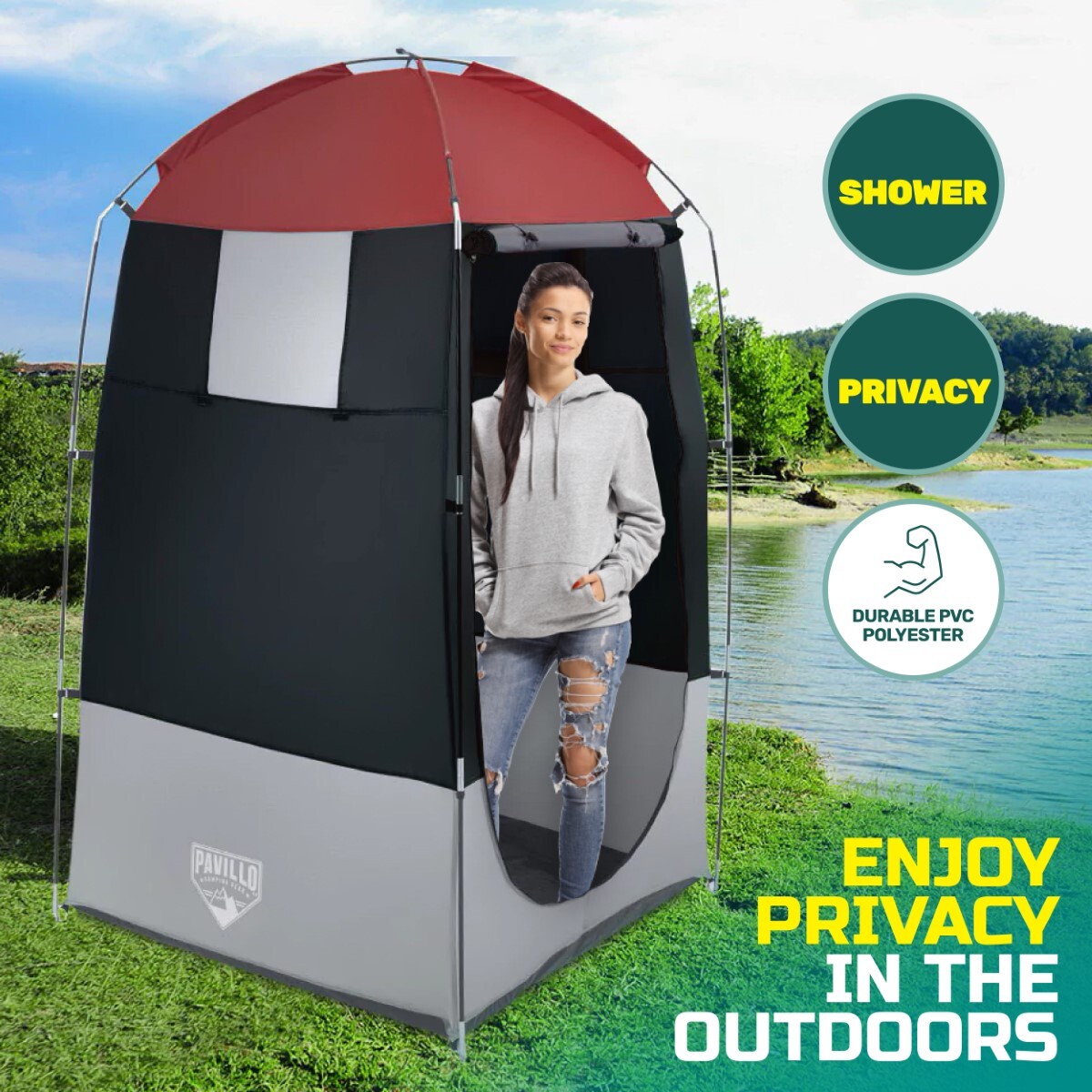 Bestway 1.9m x 1.1m Outdoor Portable Change Room Tent Spacious Zippered Door - MarKay Outdoors