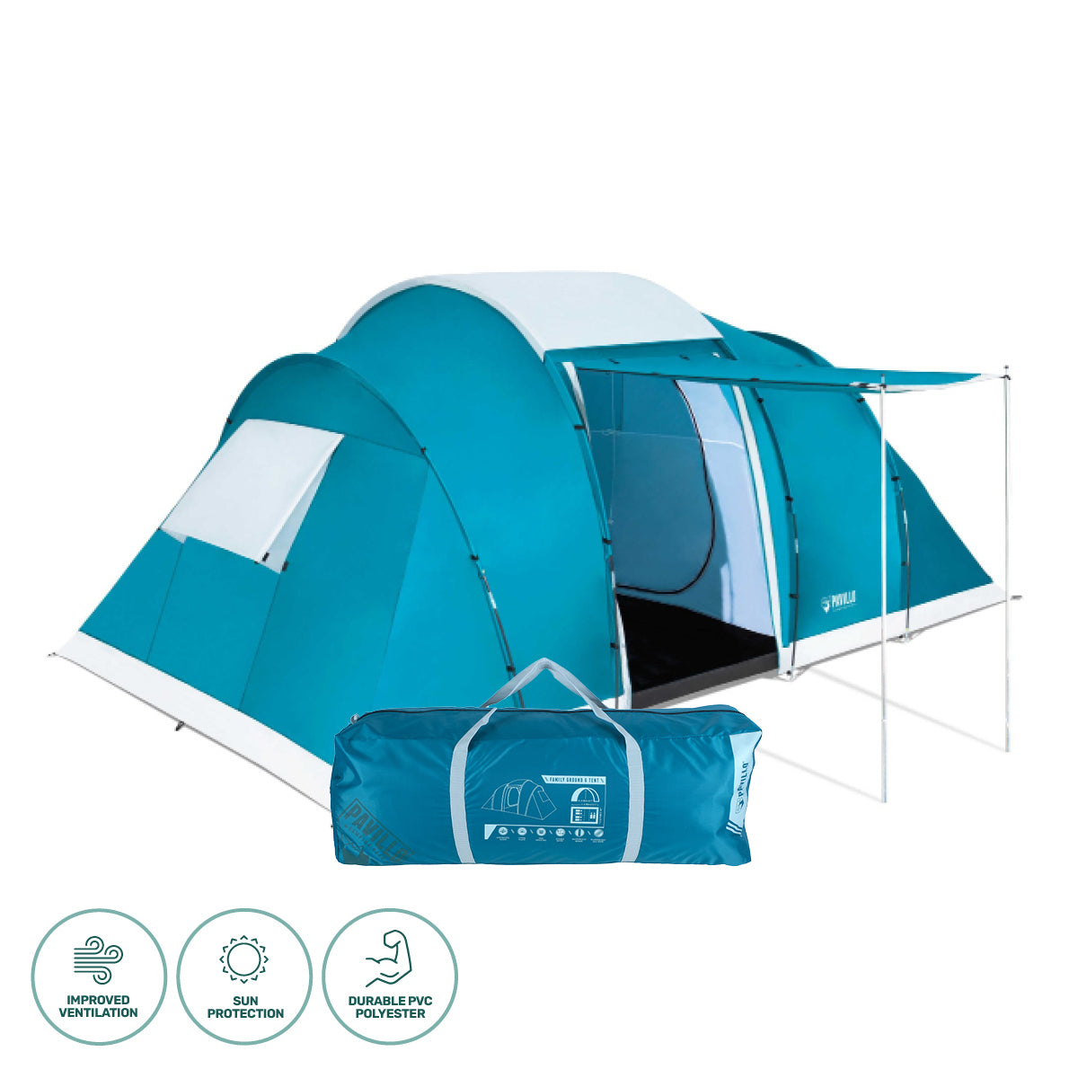 Bestway 4.9m x 2.m Tent 6 Person UV Protected Premium Double Layered PVC - MarKay Outdoors